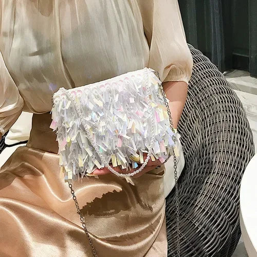 Womens Rhinestone Tassel Messenger Bags