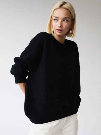 Women O-Neck Casual Solid Color Sweaters