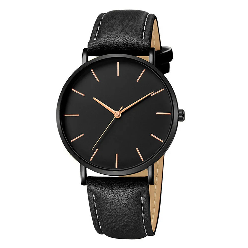 Mens Casual Ultra Thin Black Dial Analog Watches