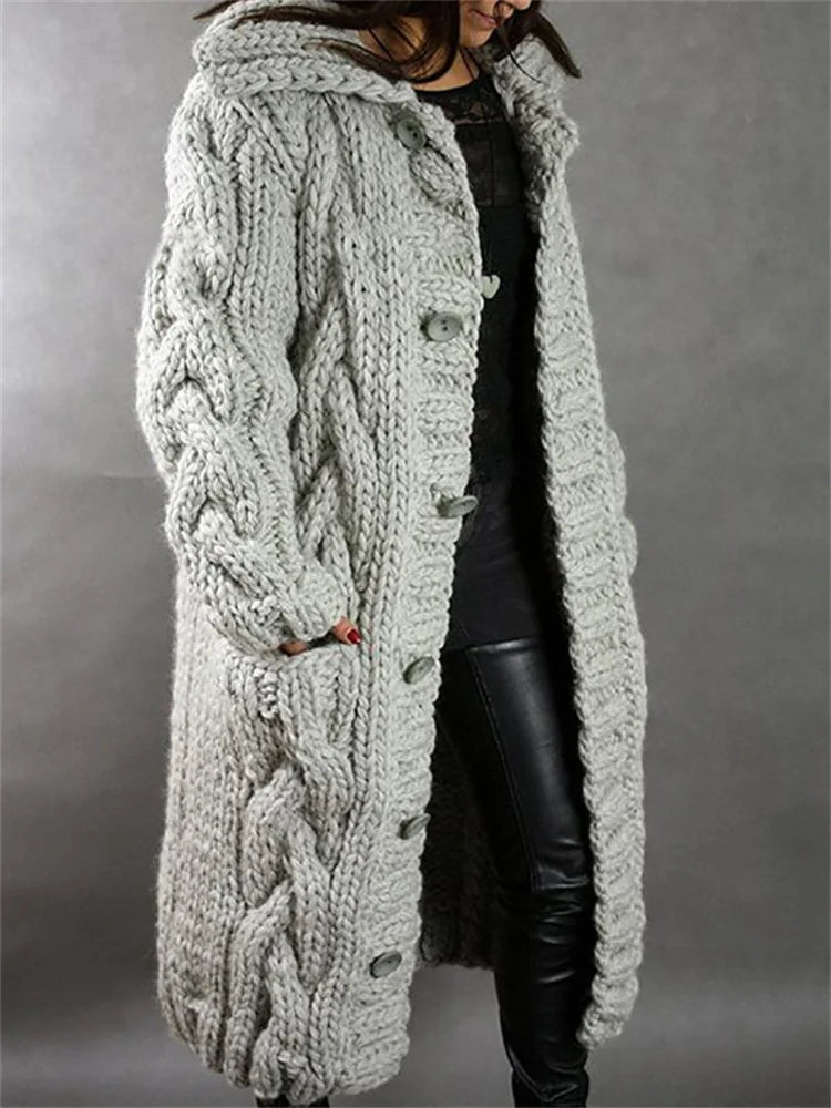 Oversized Knit Plaid Cardigan Sweater Vintage Autumn Winter Loose Fit Thick White Black Casual Knitwear With Pearl Button