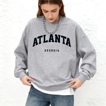 Womens Zip Up Closure Atlanta Manhattan Usa Printed Hoodies