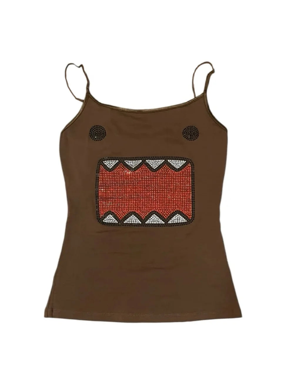 Y2K Aesthetic - Nostalgic Domo Kun Rhinestone Cami Top