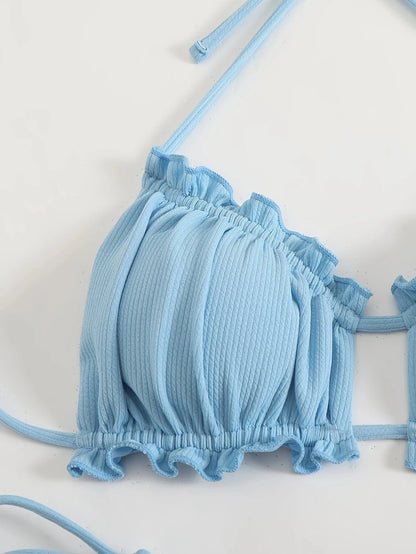 Vacation Mood: Effortless Coastal Aesthetic Blue Bikini Set