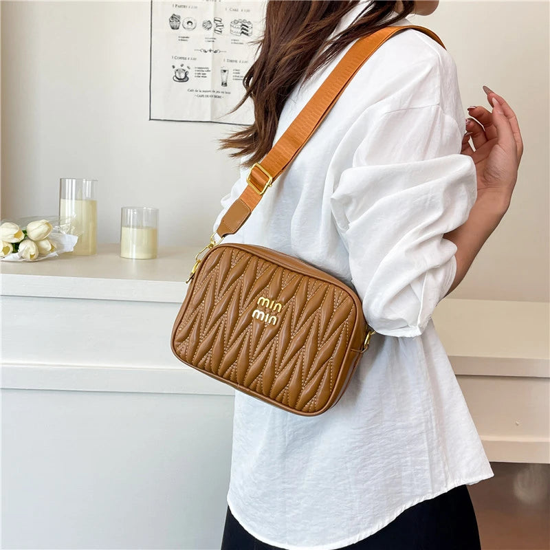 Edgy Quilted Black Leather Camera Bag