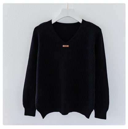 New V-Neck Basic Style Autumn Winter Sweater For Women