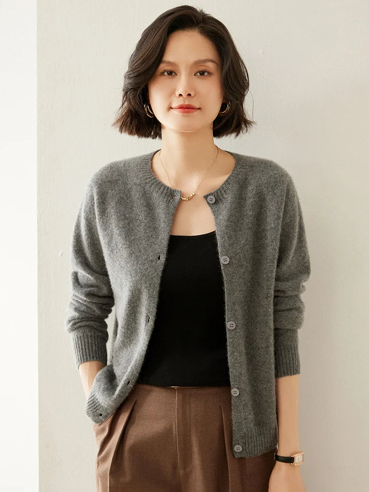 Women S Cashmere Sweater Autumn Winter New Knitted Cardigan Loose Fit Woolen Sweater With Lapel Jacket In Camel