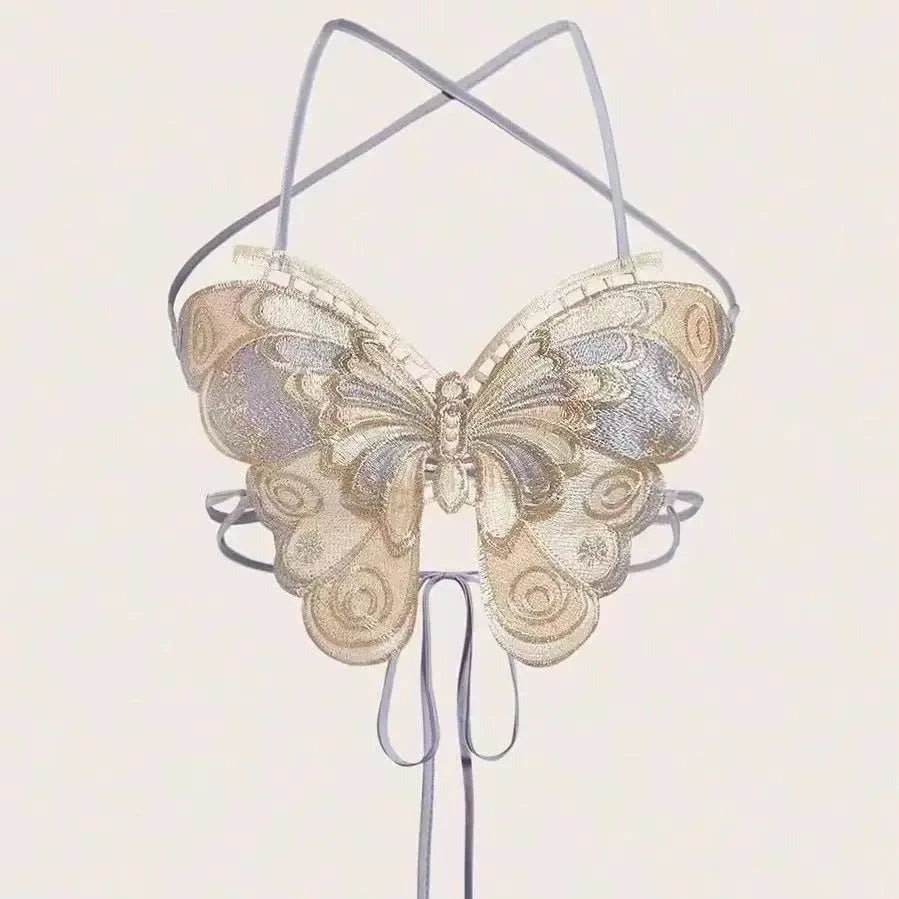 Crochet Butterfly Wings Design Sexy Crop Top