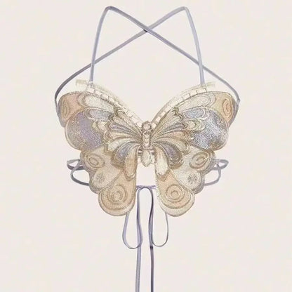 Crochet Butterfly Wings Design Sexy Crop Top