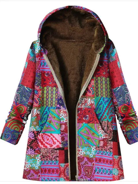 New Winter Fashion Hooded Floral Warm Parka
