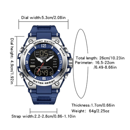 Mens 50m Waterproof Mascular Digital Analog Display Watches
