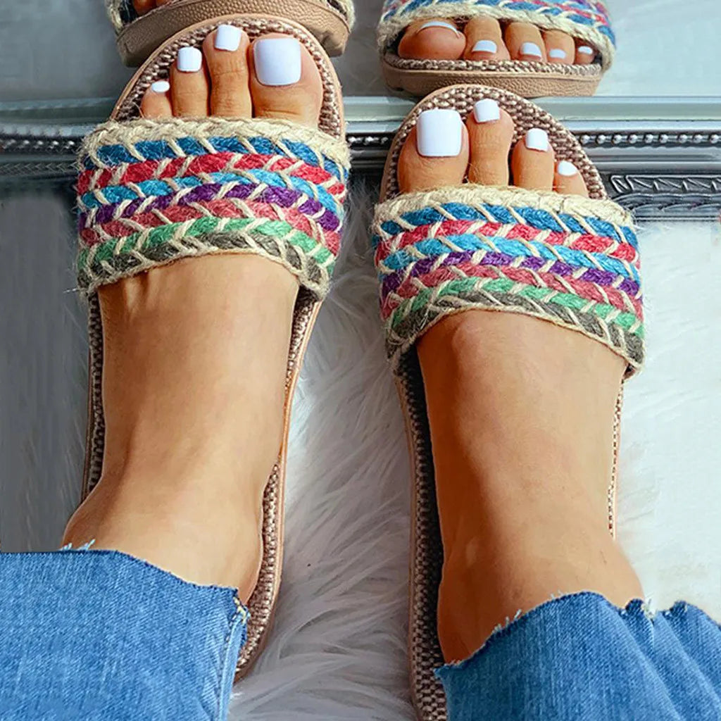 Summer Women S Flat Bow Linen Slippers Soft Non Slip Anti Odor Home Shoes