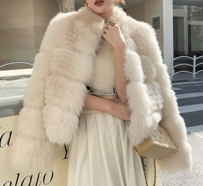 New Winter Fashion Beige Furry Jackets