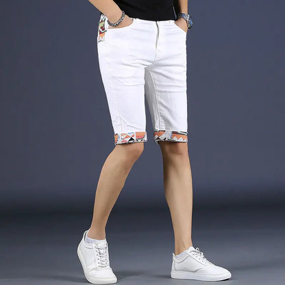 Summer Mens Stretch Skinny Slim Denim Shorts