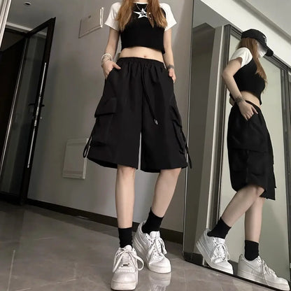 Pink Streetwear Oversized Cargo Shorts