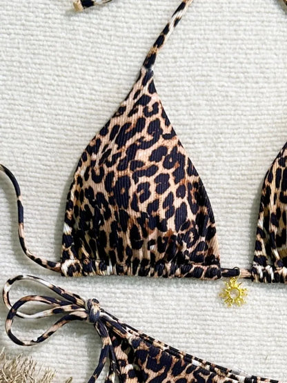 Leopard Print Sun Charm Triangle Bikini Aesthetic
