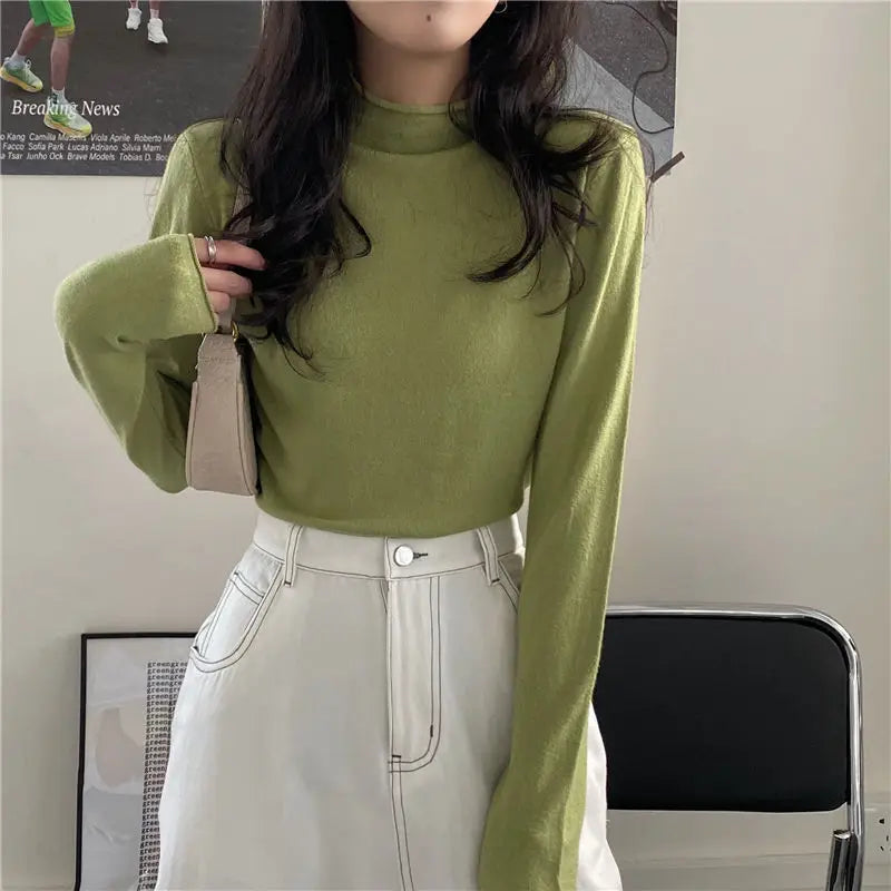 2025 Womens Turtleneck Pullover Black White Striped Sweater Elegant Knit Top For Autumn Winter Outerwear