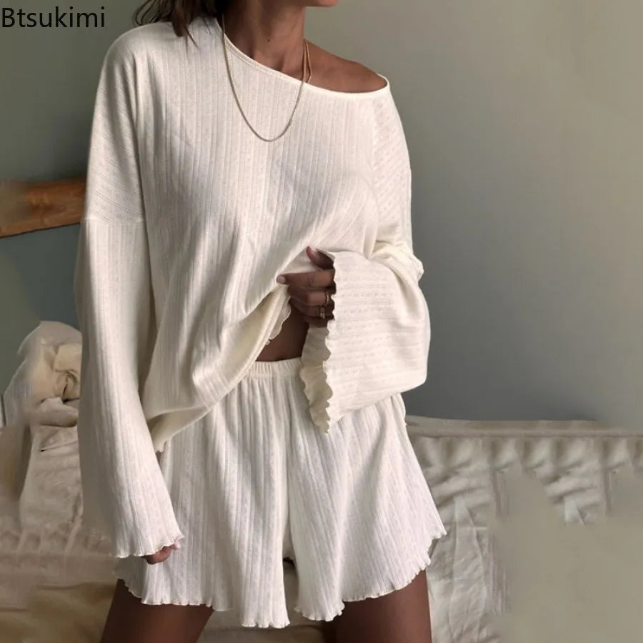 2025 Korean Style Women S Pajama Set 2 Piece Summer Sleepwear With Pocket Button Up Shorts Nightwear For Home