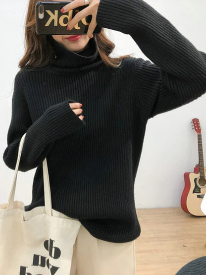 2025 Womens Half Turtleneck Sweater Solid Color Loose Long Sleeve Zipper Top Sporty Casual Autumn Sweatshirt