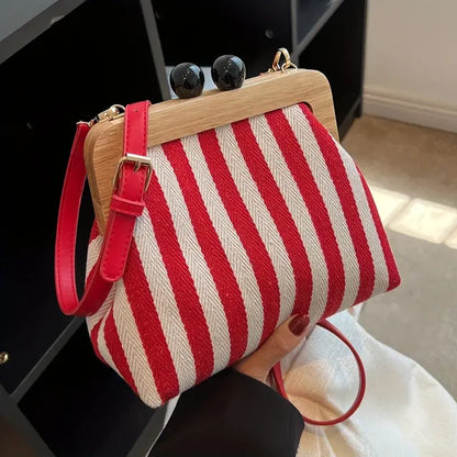 Designer Style Striped Evening Clutch Crossbody Bag