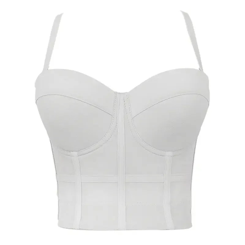 Women’s Mesh Corset Tube Top – Sheer Push Up Bustier Crop Top
