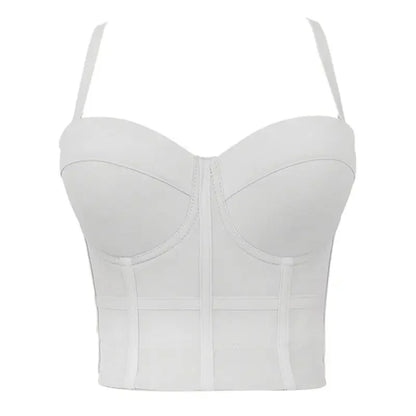 Women’s Mesh Corset Tube Top – Sheer Push Up Bustier Crop Top