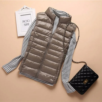 Soft Ultralight Sleeveless White Duck Down Vest For Women