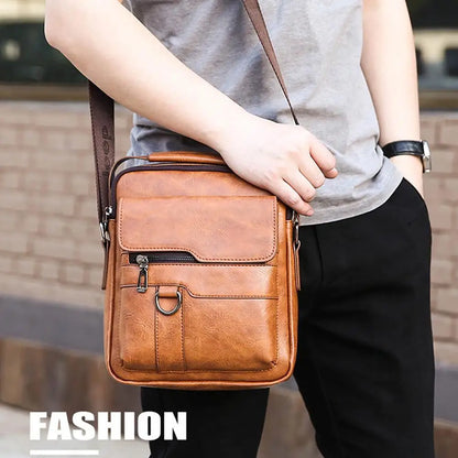 Mens Luxury Leather Shoulder Bag Classic Vintage Messenger Business Crossbody Bag