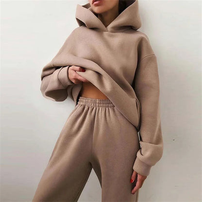 Womens Cool Style 2 Pieces Crop Hoodie Sweatpant Tracksuits