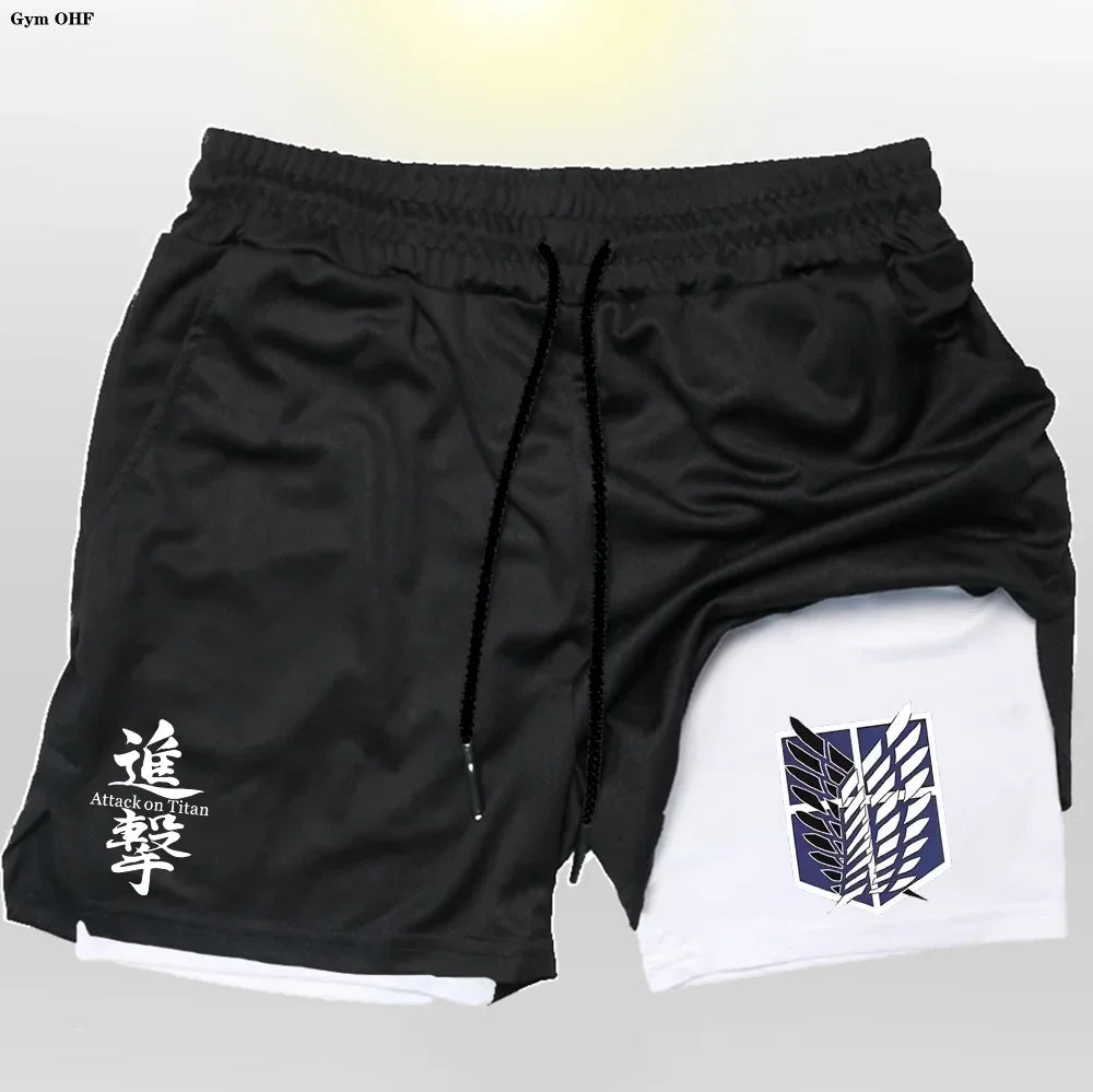 New 2 In 1 Mens Gym Short