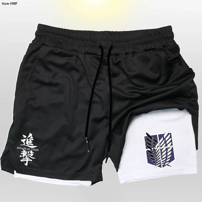 New 2 In 1 Mens Gym Short