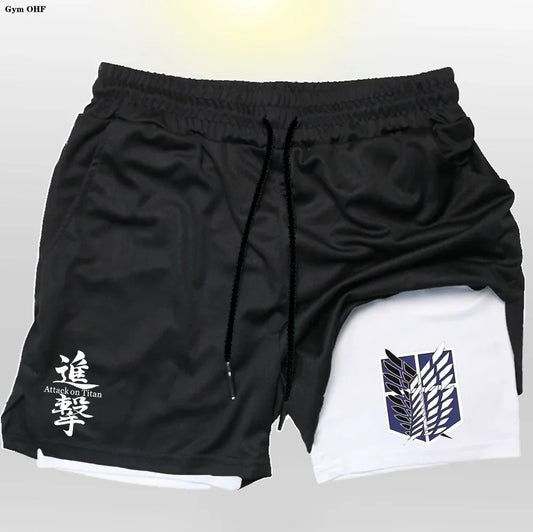 New 2 In 1 Mens Gym Short