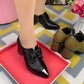 Short PU Leather Mid Heel Black Women Ankle Boots