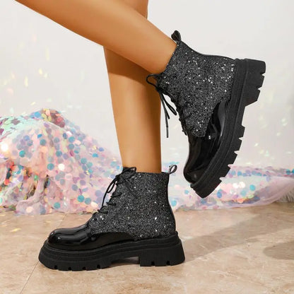 Luxury Silver Design Mid Heel Winter Women Boots