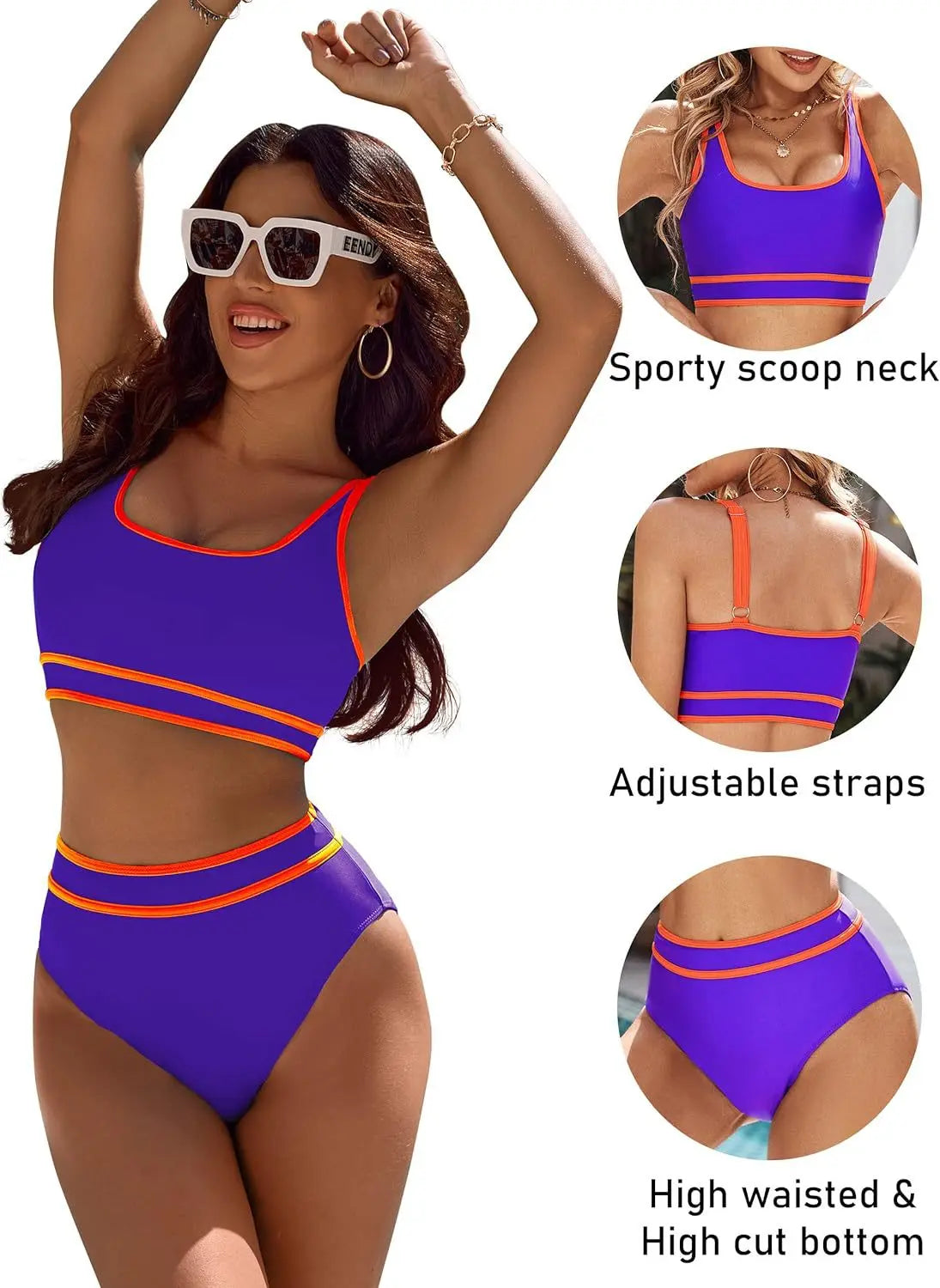 Sporty Chic Black and White Striped High Waisted Bikini Aesthetic
