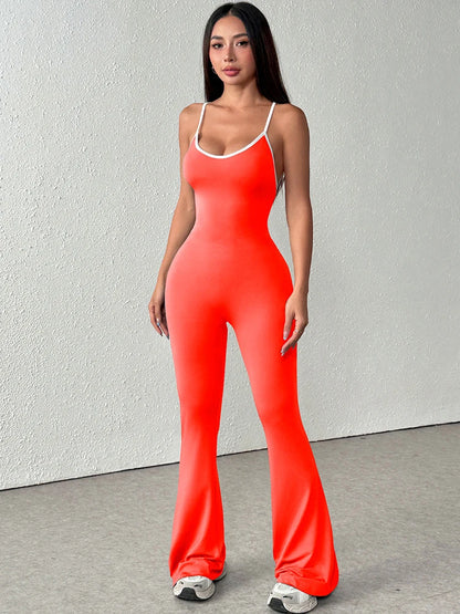 Contemporary Bold: Skew-Collar Lace-Up Slim Jumpsuit