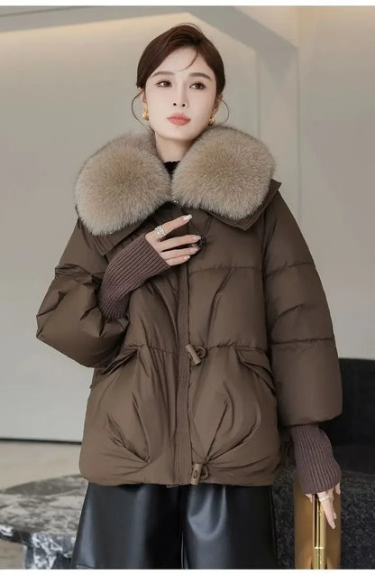 New Winter Down cotton Short Padded Fur Collar Puffer Jackets for Women