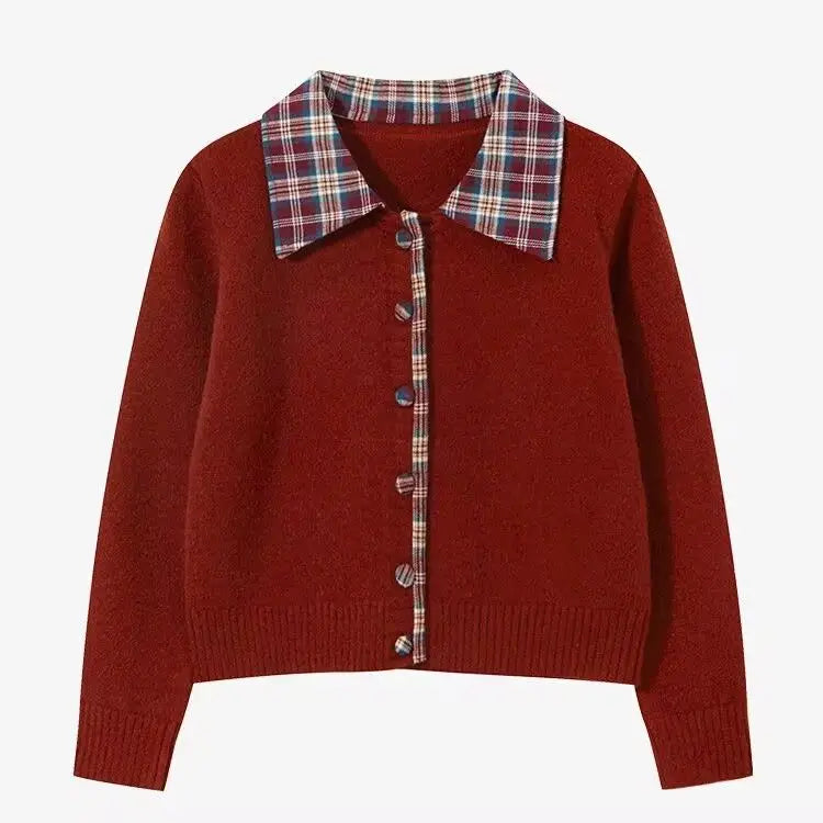 Womens Korean Chic Spring Autumn Sweater Retro Preppy Fake Two Piece Twist Knit Y2k Age Reducing Top