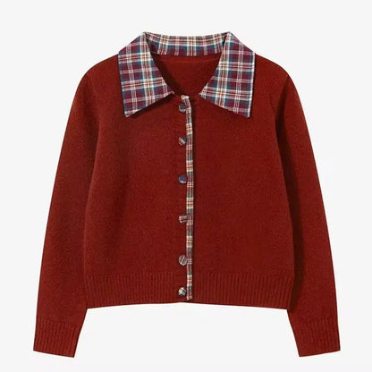 Womens Korean Chic Spring Autumn Sweater Retro Preppy Fake Two Piece Twist Knit Y2k Age Reducing Top