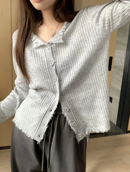 Korean Style O-Neck Knit Cardigan for Women – Autumn 2025