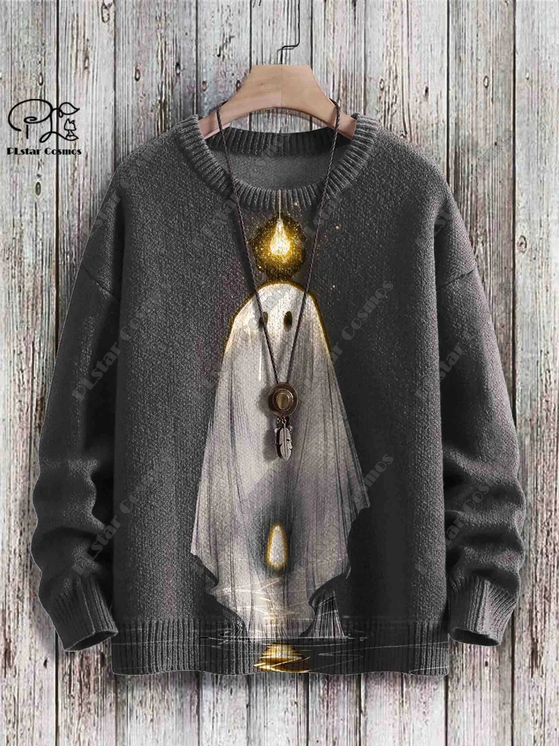 Womens Funny Ghost Pattern Gothic Warm Winter Sweater