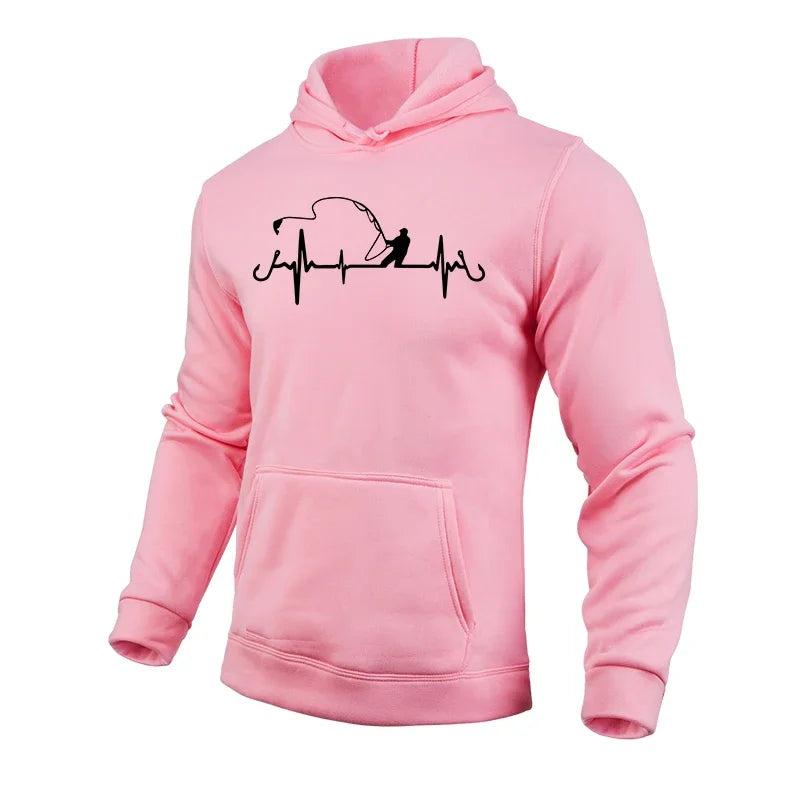 Ice Fishing On Lake Michigan Printed Cotton Casual Hoodies