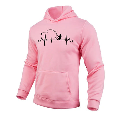 Ice Fishing On Lake Michigan Printed Cotton Casual Hoodies