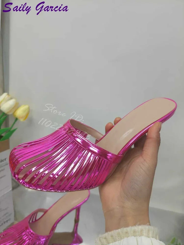 2025 Summer Women S Square Toe Sandals Snake Print Strappy Mules 10 5Cm High Heel Fashion Slippers