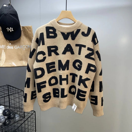 Full Length Fashionable Letter Print Back Winter Sweater For Women