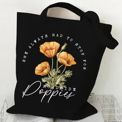 Flower Pattern Canvas Shopper Bags