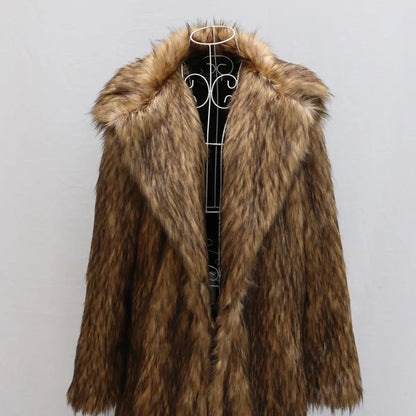 Men’s Long Faux Fur Coat – Warm Street Style Winter Overcoat