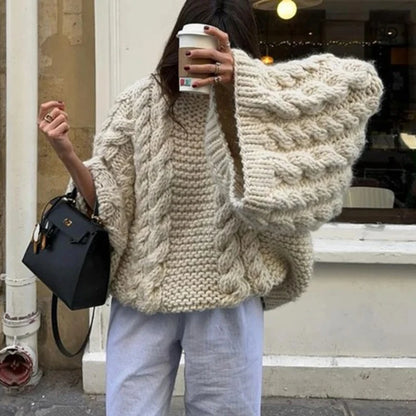 Oversize Zipper Knitted Women Loose Sweater