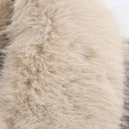 Elegant Double-Breasted Faux Fur Belted Coat – Retro Winter Overcoat for Women