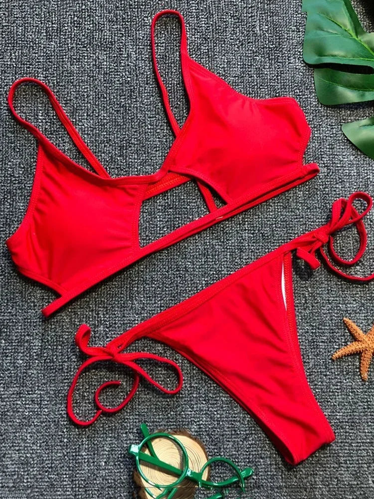 Stylish Hollow Out High Cut Micro Womens Swimsuit