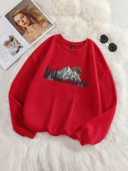 Colorado Big Mountain Printed Cool Sweatshirts For Women